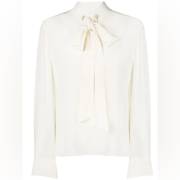 ✨ CHLOE grommet collar silk tie blouse - Picture 1 of 3